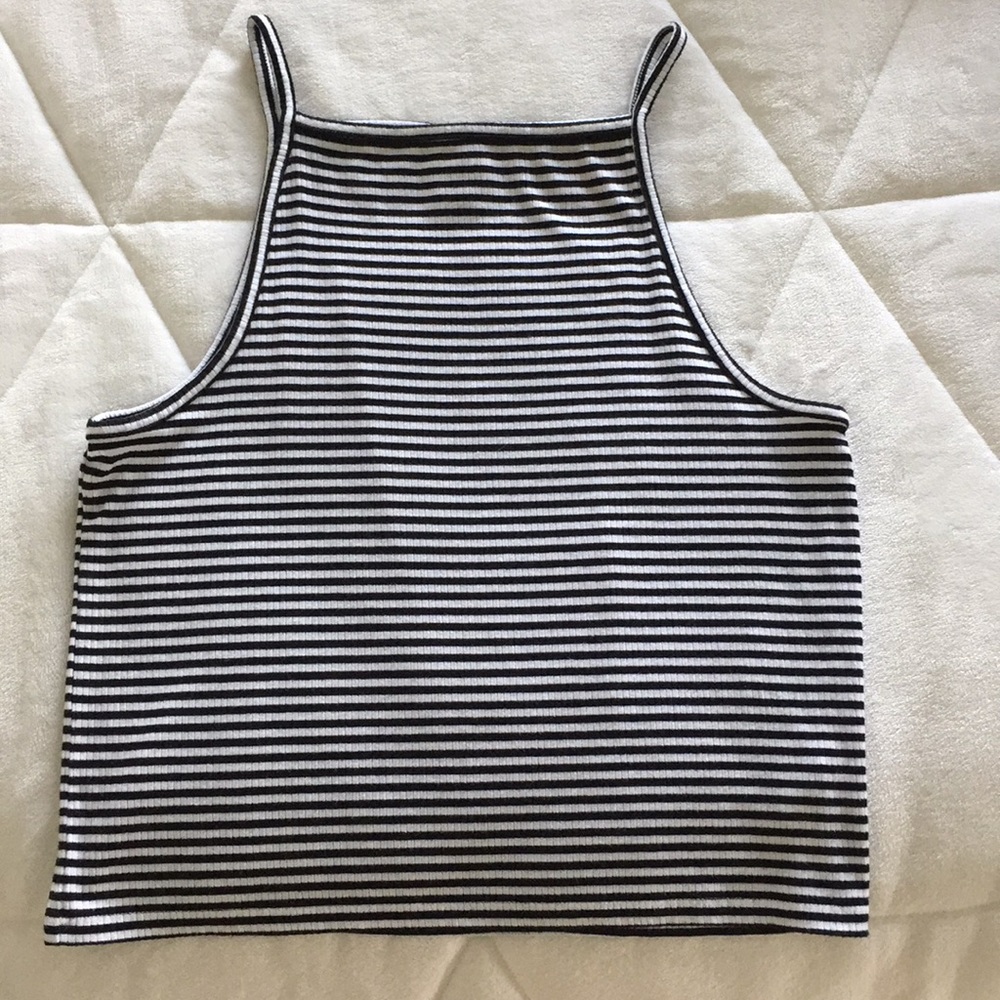 Black and white striped tank